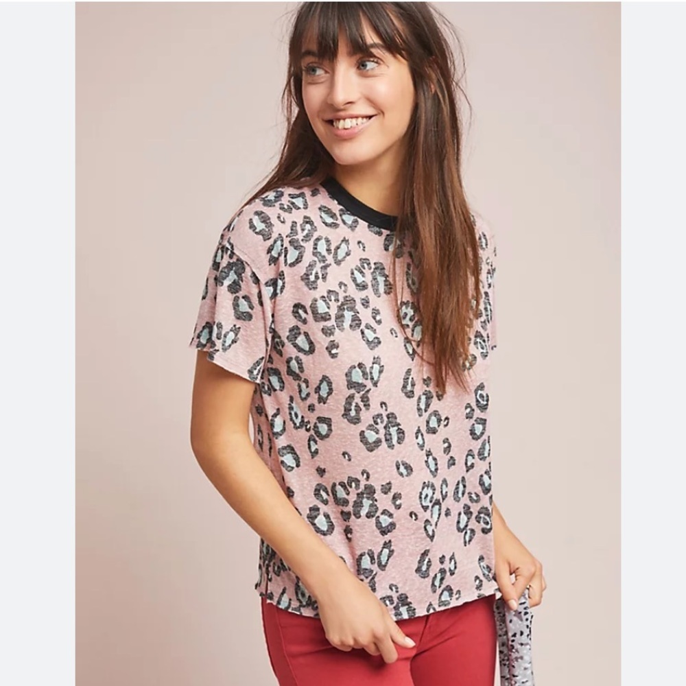 Anthropologie Rosy Leopard Tee Size S